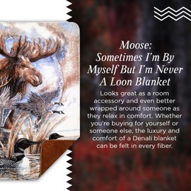 Denali Cozy Ultimate Comfort Throw Blanket with Animal Fleece and Lightweight Microplush Technology - Hand-Stitched, Washable, and Dryable Soft Throw Blanket with Moose Sometimes Design (60"x72")