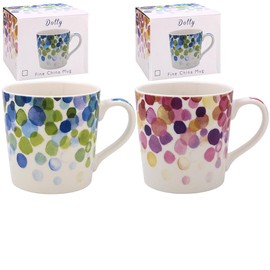 The Leonardo Collection Set of 2 Fine China Mugs - Watercolour Dots Design