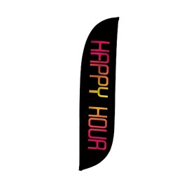 LookOurWay Feather Flag Banner - 12 Feet Tall Advertising Flags for Outdoor Business and Events Promotion - Swooper Flag Only - Beer & Liquor Flags - Happy Hour (10M1200119)
