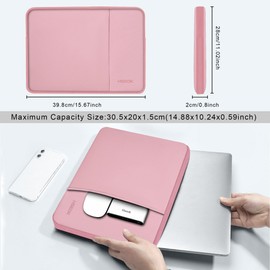 Hseok Laptop Case 15.6 Inch Sleeve, Shockproof Protective Water Repellent with Accessory Pocket,Compatible with Mac Pro 16 inch 2025-2019, Sleeve Bag for Most 15 15.6 16 Notebooks,Pink