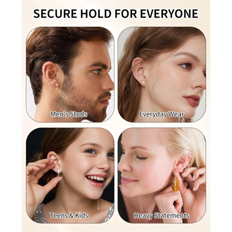 DAWZMR 12 Pairs Earring Backs for Droopy Ears, Secure Earring
