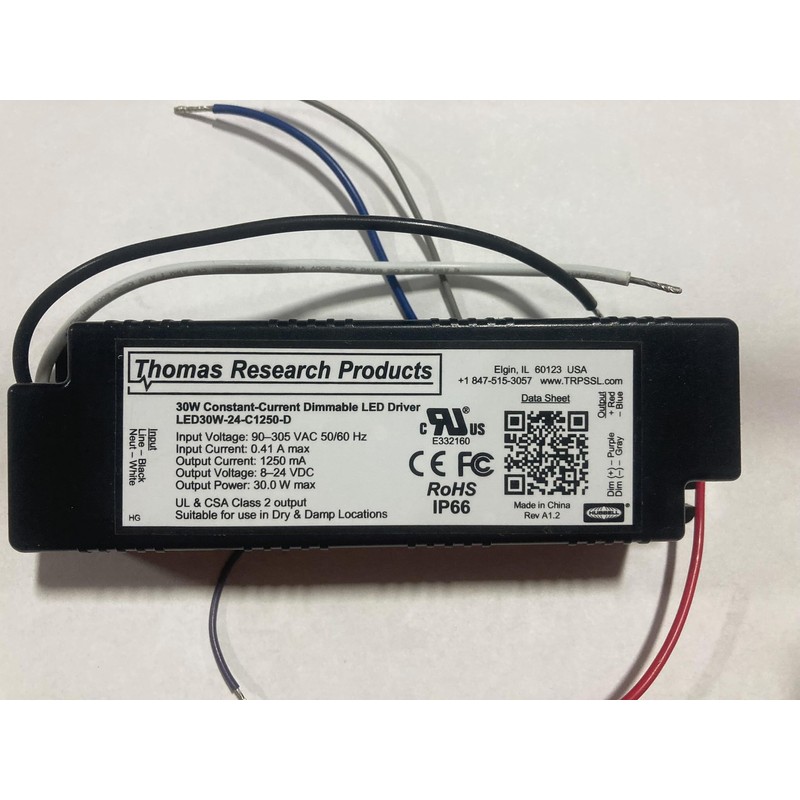 Hubbell Thomas Research Products LED30W-24-C1250-D LED Driver, Constant Current, Dry