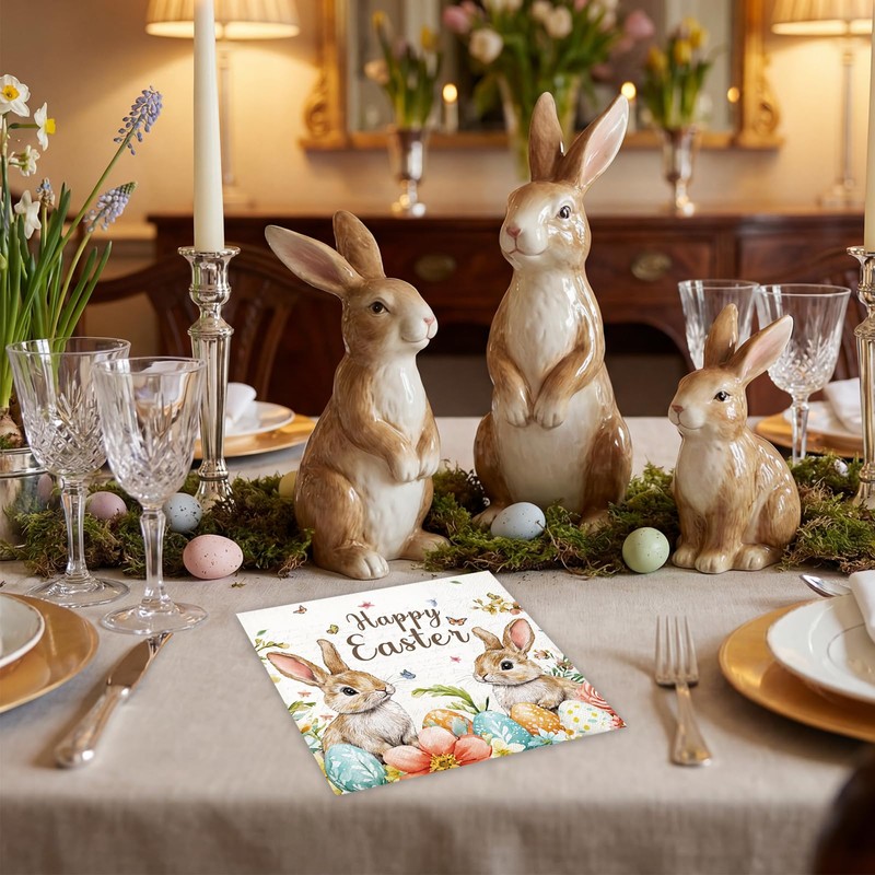 40 Pcs Easter Paper Napkins – 13 x 13 Inch