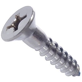 #10 x 1-1/2" Flat Head Wood Screws, Phillips Drive, Type 316 Marine Grade Stainless Steel, Partial Thread, Bright Finish, Quantity 50 by Fastenere