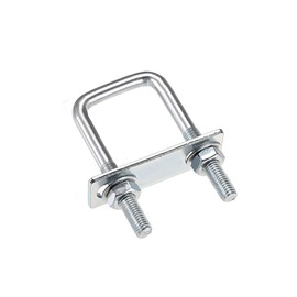 sourcing map Pack of 2 M8 square U-bolts, square U-bolts, 35 mm inner width, 80 mm length, U-bolt with nut frame and fasteners, carbon steel