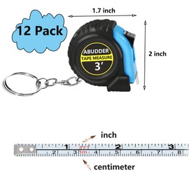 30 Pack Small Tape Measure Keychains,Mini Tape Measures Retractable,Pocket Measurement Tape Bulk Easy Read 3 Feet (30, Blue, 3 Feet)