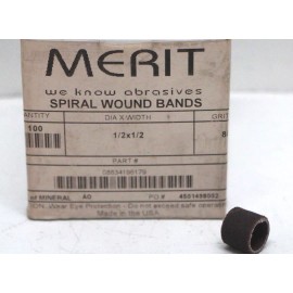 Merit Box of 100 Merit Abrasives 1/2" x 1/2" Spiral Wound Bands 80 Grit # 08834196179