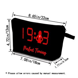 YULUENZE Black Perfect Timing 1913 Makeup Bag Cute Small Organizer Bag with Zipper Confident Lady Cosmetic Bag Aesthetic Birthday Present for Women Sisters Sorority Members Friends