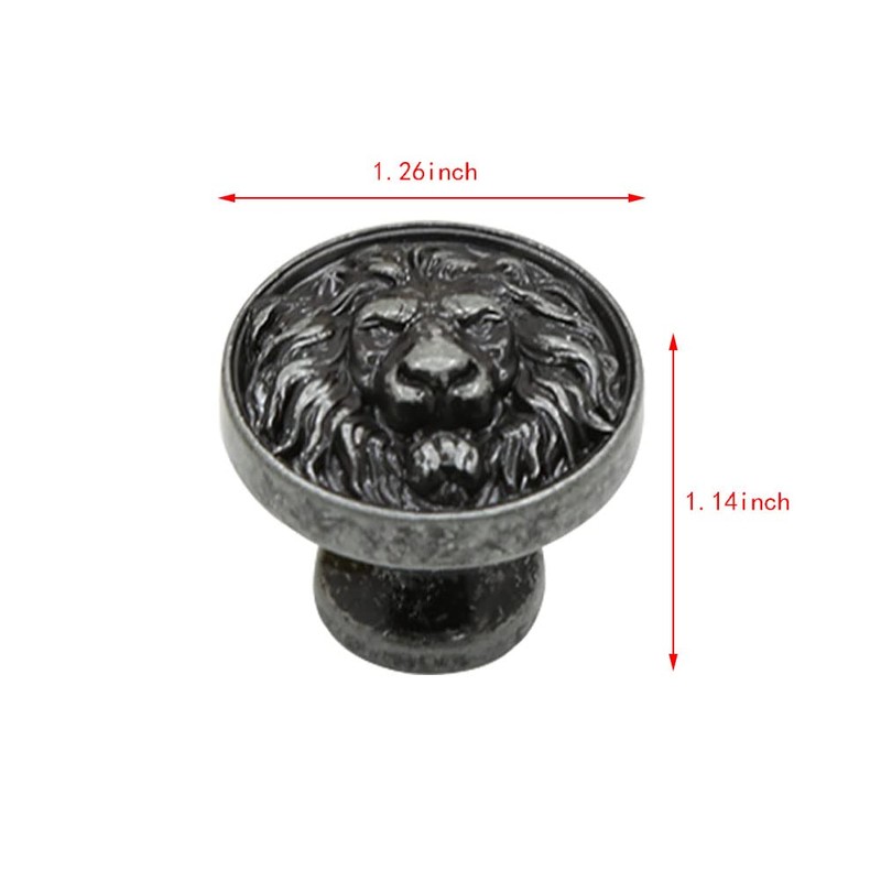 Wwxuanke 4pcs Knobs Flat Lion Head Knobs for Cabinets and
