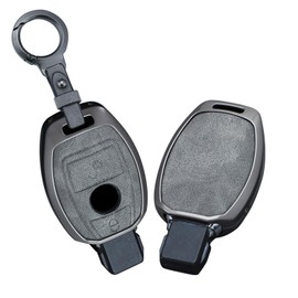 HIBEYO Keyless Car Key Case Fits Mercedes Class A B C E V Leather Protective Key Case Fits Benz GLA GLC GLE GLK GLS AMG W204 W211 Remote Controls with Key Rings 2 Buttons C
