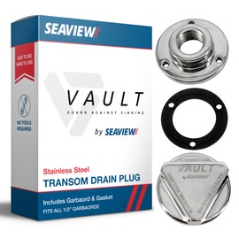 SEAVIEW Vault Pro Transom Drain Plug | Drain Plug + Garboard + Gasket | Top Boat Plug & Ibex Innovation Winner | No Tools Required for Loosening The Boat Drain Plug | Stainless Steel