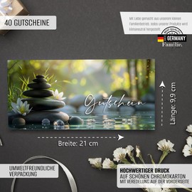 40 Blank Vouchers to Fill Yourself for Nail Studio Hairdresser Cosmetics Massage Wellness Foot Care Beauty Spa Voucher Cards Gift Vouchers