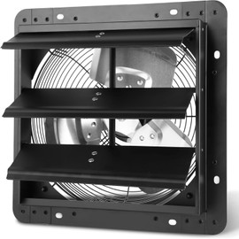Xcity 12 inch Shutter Exhaust Fan, High Velocity 1500 CFM, 1500 RPM, Auto Aluminum Shutter Ventilation Fan, Low Noise for Garage,Warehouse
