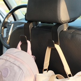 Amooca Car Seat Hooks Anti-Drop Headrest Storage Hanger Universal Fit Automotive Organizer for Purse Bag Coat 2 Pack
