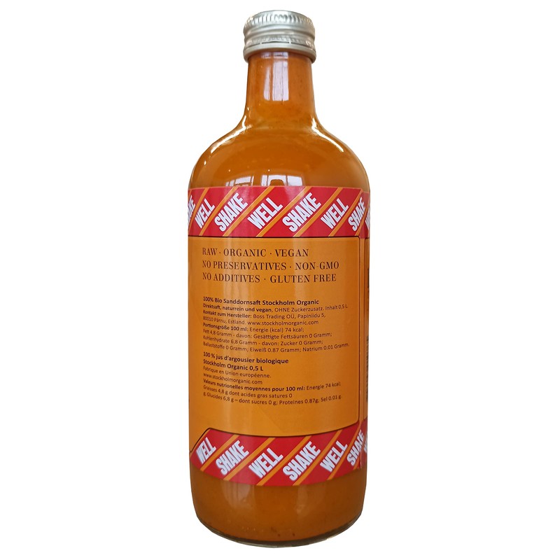 Stockholm Organic 100 Percent Organic Sea Buckthorn Juice, orange, 500