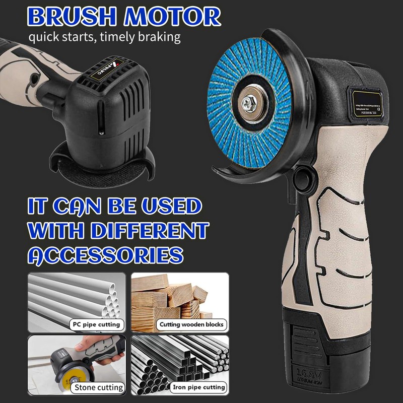 Cordless Brush Angle Grinder Kit, Mini Electric Angle Grinding Tool