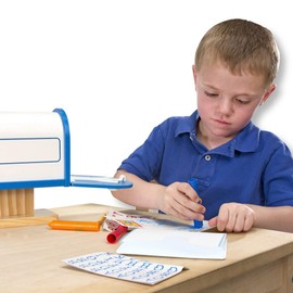 Melissa & Doug My Own Wooden Mailbox Activity Set and Educational Toy With Reusable Letters And Post Cards, Pretend Play Mailbox For Preschoolers And Kids Ages 4+