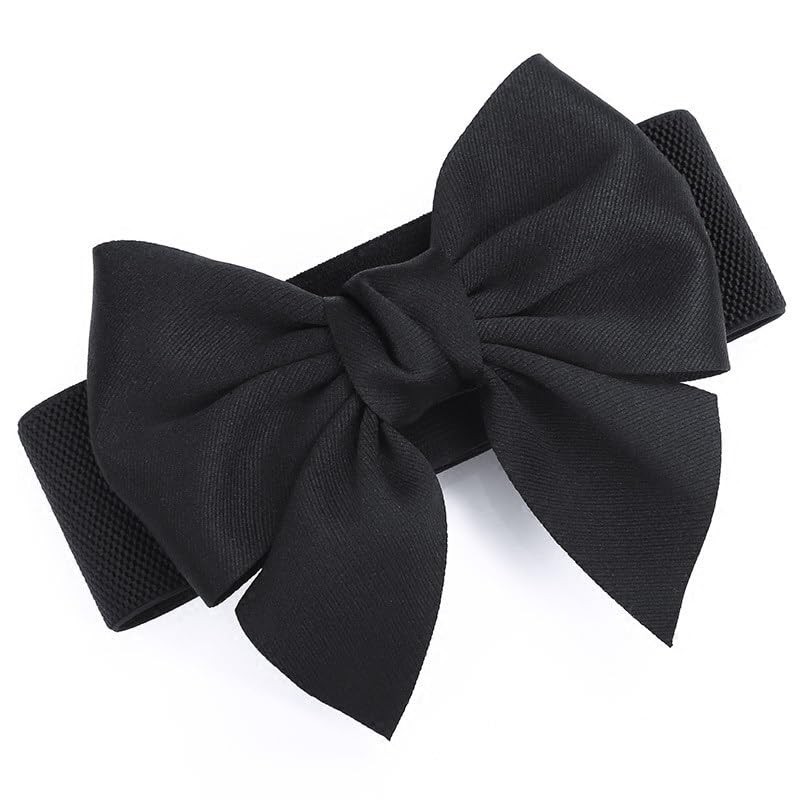 Svnqney Women's Large Bow Belt, black