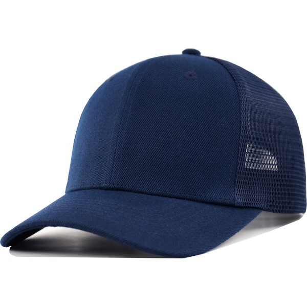 KFQHBQ Men's Classics Trucker Hat(M-L/XL,XXL)-Blank Structured Baseball Cap,Adjustable/Mesh Snapback Hats-Navy