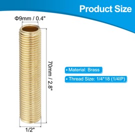 PATIKIL 1/4IP Standard Thread Brass Lamp Pipe Nipple, 5 Pcs 70mm/ 2.8" Length Hollow Tube Adapter Coupler Connector Pipe Fitting Hardware DIY Repair Part for Lamp Lights