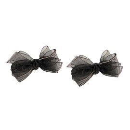 Ipetboom 2pcs Chic Bow Hairpin Organza Barrettes Rhinestones for Women Elegant Headdress Accessories for Dance Parties and Daily Wear for Hair Styles