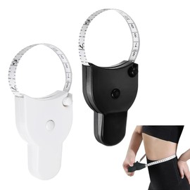 Ergonomic Body Measuring Tape, 2 Pieces Circumferential Measuring Tape, Fitness Measuring Tape, Accurate Body Measurements, Easy to Carry and Versatile, for Measuring Body Circumferences, Black +