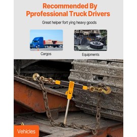 VEVOR Ratchet Chain Binder, 5/16"-3/8" Heavy Duty Load Binders, with G80 Hooks 7,100 lbs Secure Load Limit, Labor-saving Anti-skid Handle, Tie Down Hauling Chain Binders for Flatbed Truck Trailer, 4 P