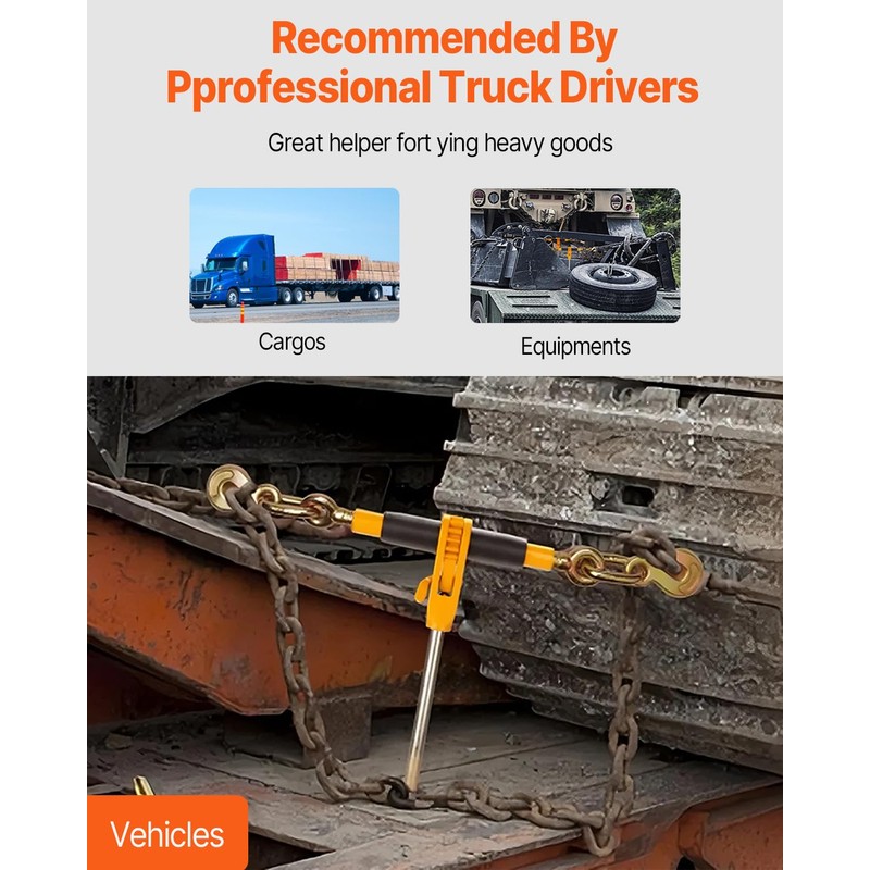 VEVOR Ratchet Chain Binder, 5/16"-3/8" Heavy Duty Load Binders, with