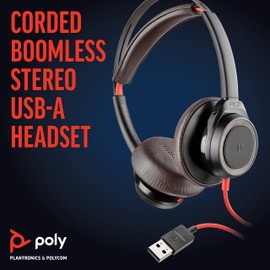 Poly (Plantronics + Polycom) Blackwire 7225 Wired USB-A Headset (Plantronics) - Black - Dual-Ear (Stereo) Computer Headset - Connect to PC/Mac via USB-A - Active Noise Canceling