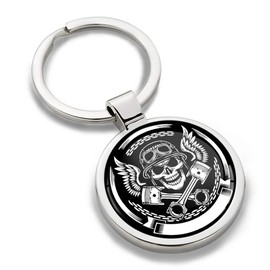 SkinoEu® Keychain Skull with Moto Helmet and Pistons Motorcycle Metal Keyring Car Moto Key Fob Gift Metal Ring Chain KK 177