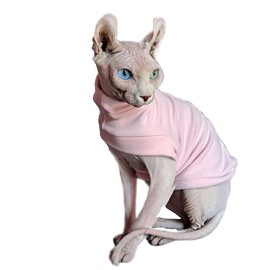 Hairless Cats Winter Clothes Sweatshirt Sweater,Stretch Dralon Fleece Cold Weather Pullover,Breathable Warm Cat Wear Vest for Sphynx Cat, Devin, Konnis, Peterbald Pink L