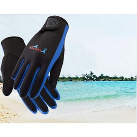 EXCEREY Dive & SAIL 1.5mm Five Finger Glove Neoprene Gloves Premium Scuba Diving Winter Gloves for Diving Snorkeling Paddling Surfing Kayaking Canoeing Spear Fishing Skiing (Blue, M)