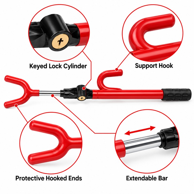 Telescopic Steering Wheel Lock for Vehicle Security – Twin-Bar ABS