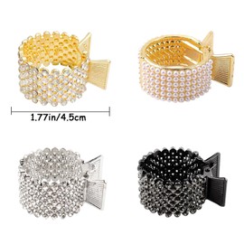 Pack of 4 Rhinestone Ponytail Buckle Hair Clip Small Hair Clip for Women Girls Small Round Hair Clips for Hair Ponytail Women's Medium Hair Accessories for Women Girls