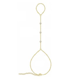 TOFBS Bracelet for Women 18K Stainless Steel Stylish Bracelets Boho Beads Finger Ring Bracelet Vintage Layered Finger Ring Bracelet Jewellery Gift, Stainless Steel