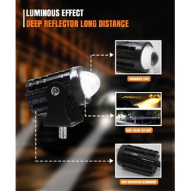 Lista Original Dc Power 18W Mini Gun Driving Fog LED Light Universal For All Models Of Motorcycle,Bikes,Scooters,Projector(Pack Of 2,Yellow&White 1 Month Warranty,