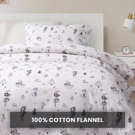 New Season - 100% Cotton Kids Flannel Sheets Softly Brushed Cotton Flannel Sheets - Stylish Printed Bed Sheets - Warm, Breathable Bed Sheets Set (Joy, Queen)