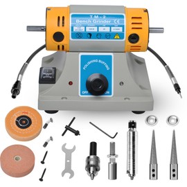 TM-2 Versatile Jewelry Polisher, Adjustable Speed Bench Buffer Grinder Polishing Buffing Machine with Accessory for Jewelry Metal Wood Dental Rock Jade DIY, 350W 110V
