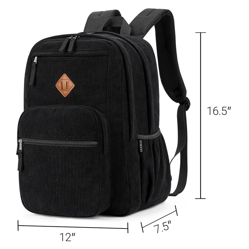 ZORFIN 26L Backpack for College, and Travel: Corduroy Bookbag -