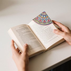 4 Pcs Diamond Art Bookmarks Kits Leather Corner DIY Diamond Art Bookmark for Book Lovers Reading Lovers Adults Women Triangle Making Diamond Bookmark Mandala Flower Crafts Supplies Birthday Gifts