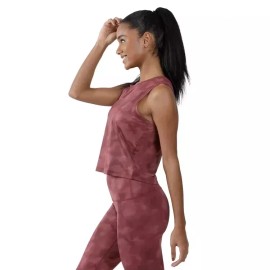 90 Degree by Reflex Yogalicious by Reflex Women's Airlux Watercolor Muscle Cropped Tank Top Blush XL