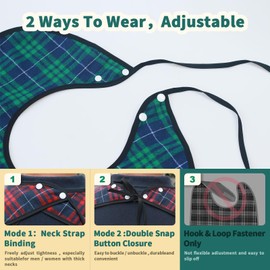 Exmagous Adult Bibs for Eating, Pack of 3 - Reusable Bibs for Adults Men, Women, Clothing Protector with Crumb Catcher, Large Bids for Elderly Seniors and Disabled, Waterproof & Machine Washable