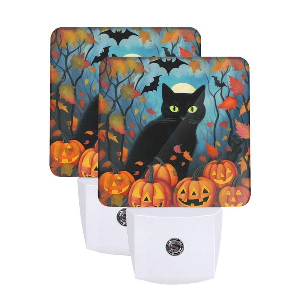 Ouqiuwa Night Light Plug in Set of 2 Halloween Pumpkin