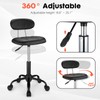 FNZIR Square Rolling Stool with Backrest Height Adjustable Chair Swivel