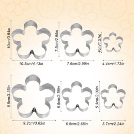 Tinoaly 6 Stück Fünfblättrige Blumen-Ausstechformen, 6 Größen Ausstechformen-Set zum Backen Wunderschönes Werkzeug zur Herstellung von Blütenfondant für Küche Käse Dessert Gebäck