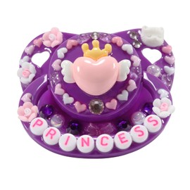 CutiePlusU Chupete de Tamaño Adulto para Adultos - Gran Escudo DIY Hecho a Mano - Pequeña Princesa Morado Oscuro