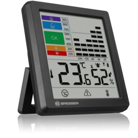 Bresser Thermo-Hygrometer with Mould Warning, Colour Indicator, Room Climate Manager, Measures Temperature and Humidity, Flu/Heat Alarm, Graphic Moisture History, 95 x 85 x 21 mm