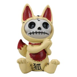Ebros Gift Furry Bones Maneki Kitsune Auspicious Fox Skeleton Collectible Figurine Furrybones Ossuary Macabre Skeletons Japanese Lucky Charm Amulet Sculpture