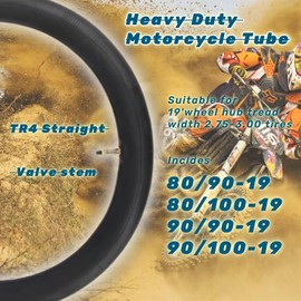 2.75x19 2.50-19 3.00-19 Heavy Duty Dirt Bike Inner Tubes for 70/100-19 80/100-19 Dirt Pit Bike and Surron, Talaria, Segway, UltraBee,CRF 100F 125FB 150F 450R,Kawasaki KX 450F (2.75/3.0-19" Tube)