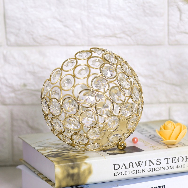 Crystal Tea Light Candle Holders Wedding Decor Table Centerpieces (Gold